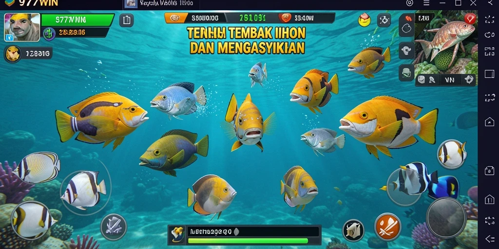 Tampilan gameplay seru di 9777WIN saat menangkap ikan.