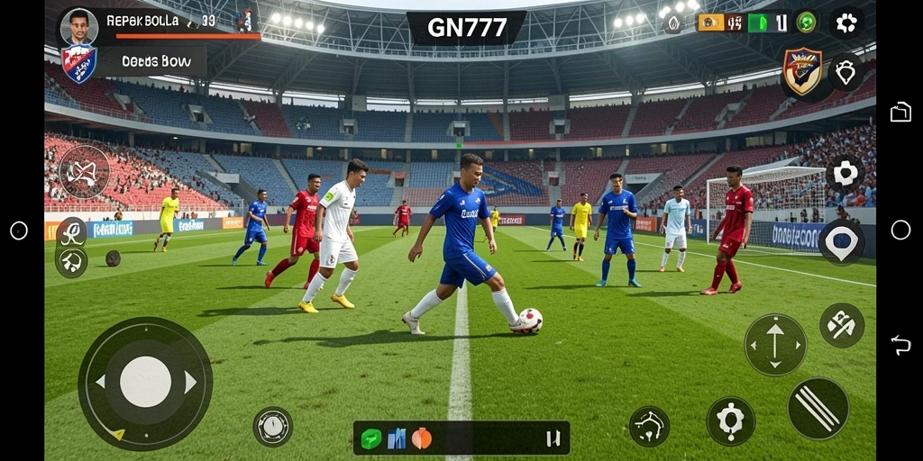 Tampilan gameplay GN777 dengan aksi sepak bola yang mendebarkan.