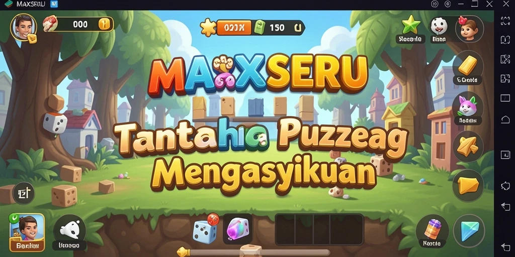Screenshot utama dari gameplay MAXSERU menampilkan tantangan teka-teki yang menarik.